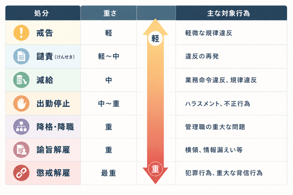 懲戒処分の種類一覧