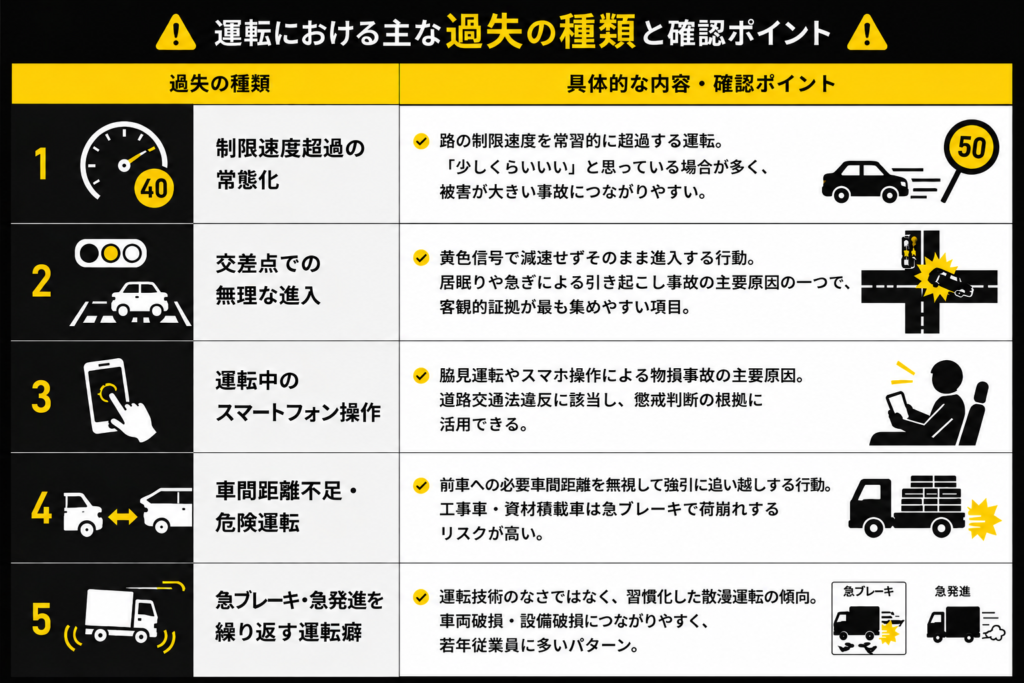 繰り返し事故を起こす過失の種類