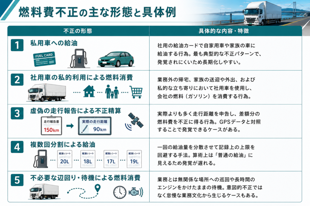 燃料不正の形態分類―実際に起きている主なケース