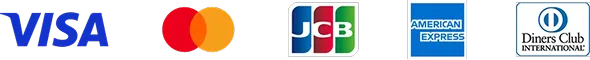 VISA、Mastercard、JCB、American Express、Diners Club