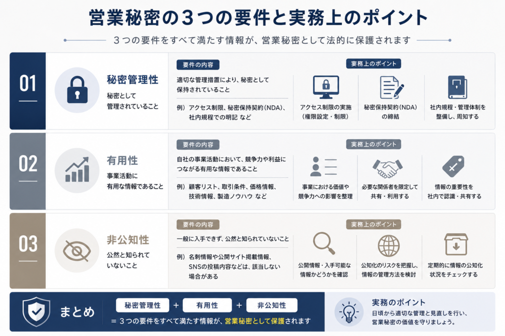 「営業秘密」として保護されるための要件