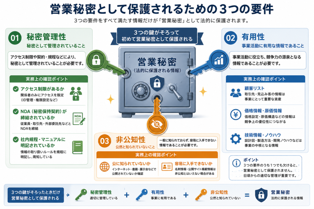営業秘密として保護されるための3要件
