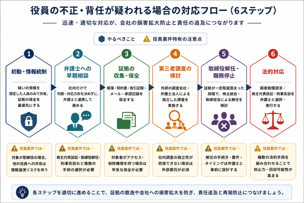 背任が疑われた場合の対応フロー