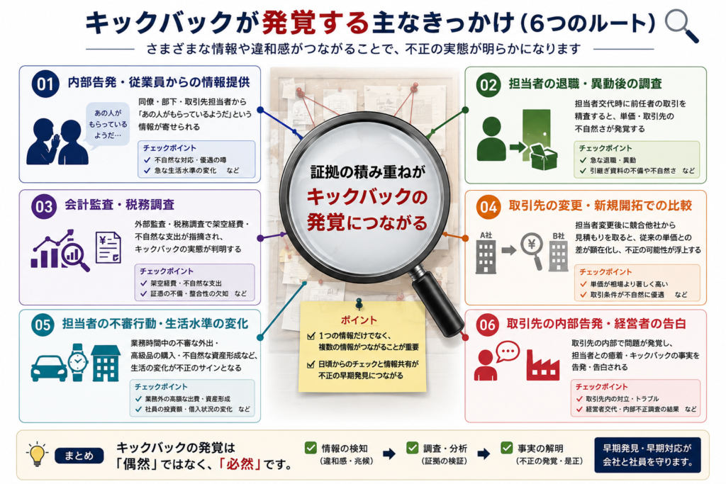 キックバックが発覚する典型的なきっかけ