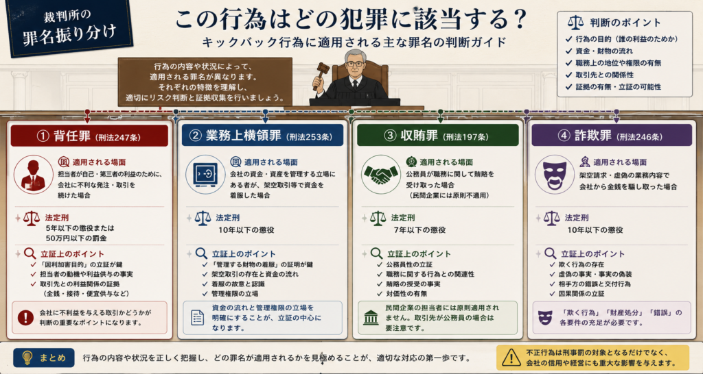キックバック不正に適用される罪名(背任罪・横領罪)