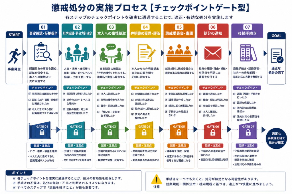 正しい処分手続きのフロー(弁明の機会付与〜通知)