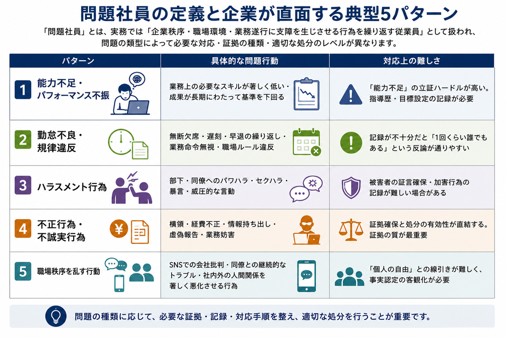 「問題社員」の定義と企業が直面する典型5パターン